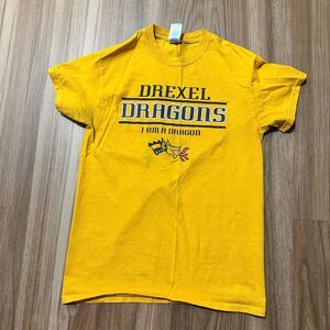 Drexel University College Dragons NCAA T Shirt Men's Small Gildan Yellow